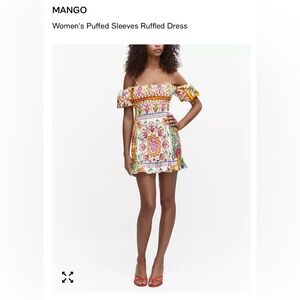 Mango Women’s Puffed Sleeves Ruffle Dress from Lulus